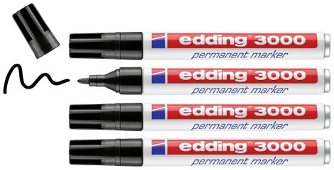 Edding 4-3000-4-1001 Permanent marker Fekete Vízálló: Igen