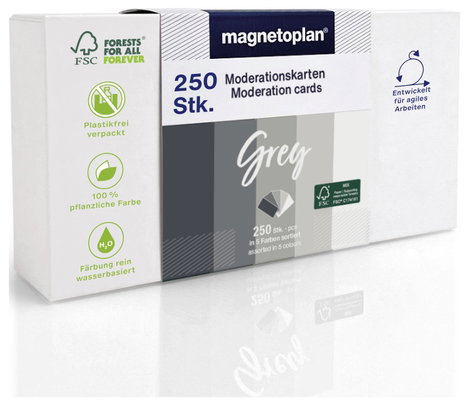 Magnetoplan Grey Előadói kártyák Különböző színű, Szürke Négyszögletes 200 mm x 100 mm 250 db 5. kép