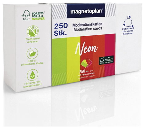 Magnetoplan Neon Előadói kártyák Különböző színű, Neon Négyszögletes 200 mm x 100 mm 250 db 5. kép