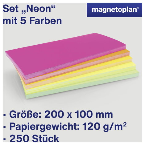 Magnetoplan Neon Előadói kártyák Különböző színű, Neon Négyszögletes 200 mm x 100 mm 250 db 6. kép