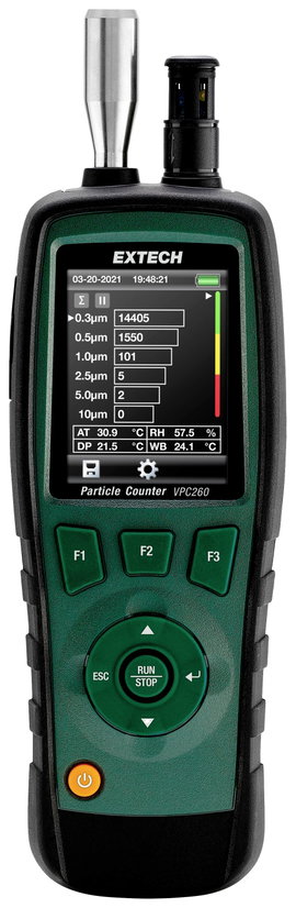 Extech VPC260 Részecske számláló Hőmérséklet, Légnedvesség