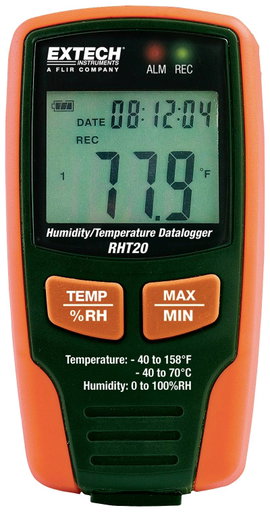 Extech RHT20 #####Luftfeuchtigkeits- und Temperaturdatenlogger 0 % rF 100 % rF Adatgyűjtő funkció