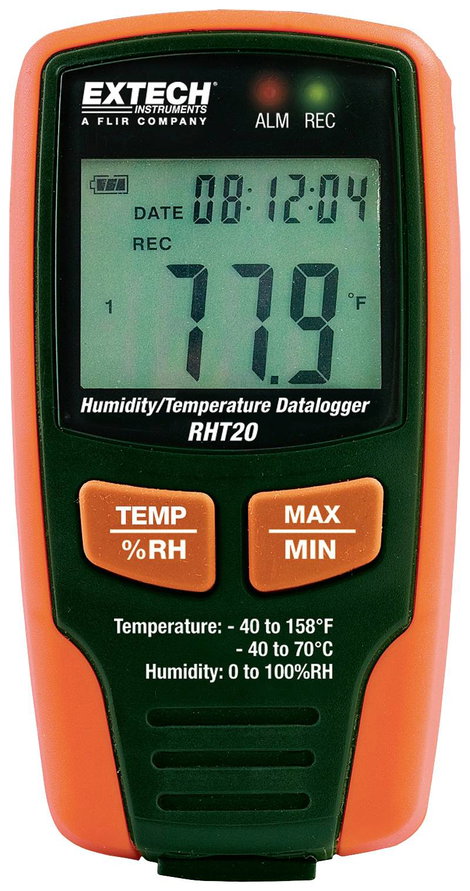 Extech RHT20 #####Luftfeuchtigkeits- und Temperaturdatenlogger 0 % rF 100 % rF Adatgyűjtő funkció