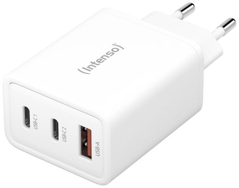 Intenso W65ACC GaN USB-s töltőkészülék 65 W Beltér Kimeneti áram (max.) 3.25 A Kimenetek száma: 3 x