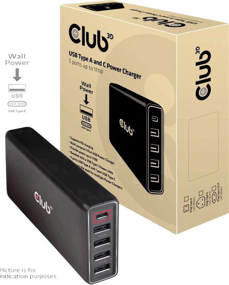 club3D Club 3D USB-s töltőállomás Aljzat dugó USB-C® alj, USB 2.0 alj, A típus 10. kép
