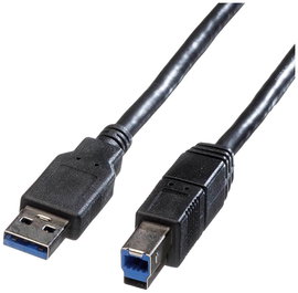 Roline USB kábel USB 3.2 Gen1 (USB 3.0 / USB 3.1 Gen1) USB-A dugó, USB-B dugó 1.80 m Fekete Árnyékol