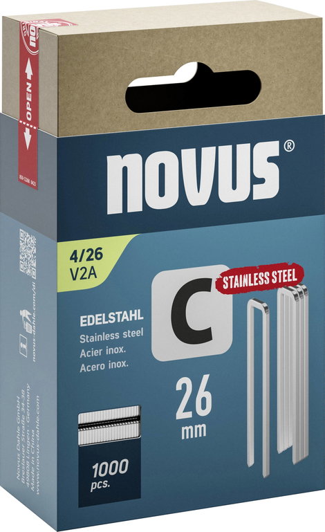 Novus Tools 042-0805 Tűzőkapcsok 4-es típus 1000 db Méret (H x Sz x Ma) 26 x 6.1 x 26 mm
