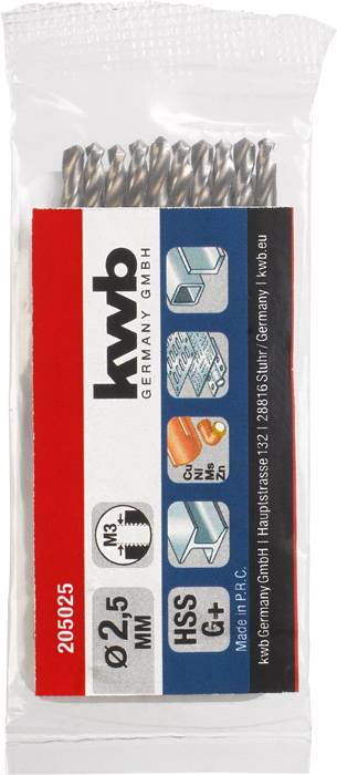 kwb 205025 HSS Spirálfúró 1 db 2.5 mm Teljes hossz 57 mm DIN 338 Hengeres befogószár 1 db 2. kép