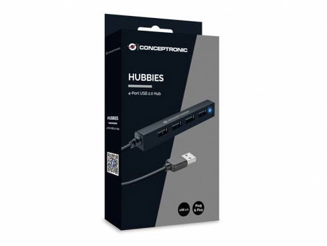 Conceptronic HUBBIES05B 4 port USB 2.0 hub Fekete 4. kép
