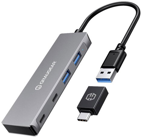 GrauGear G-HUB2A2C-AC 4 port USB 3.2 hub Ezüst 2. kép