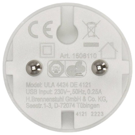 Brennenstuhl USB-s töltőkészülék 12 W Beltér, Aljzat dugó Kimeneti áram (max.) 2400 mA Kimenetek szá 4. kép