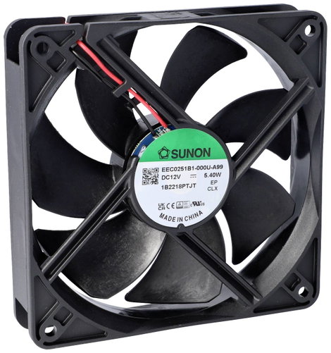 Sunon EEC0251B3-000U-A99 Axiális ventilátor 12 V/DC 127.39 m³/óra (H x Sz x Ma) 25 x 120 x 120 mm