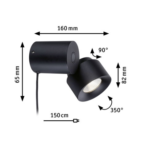 Paulmann Pane I 79776 LED-es asztali lámpa LED 3 W Fekete 7. kép