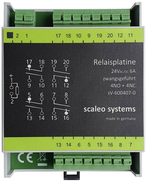 scaleo systems Biztonsági relé Póluscsere ellen védő diódával, LED-del, Házzal 1 db Typ 24V 4-fach 4 4. kép