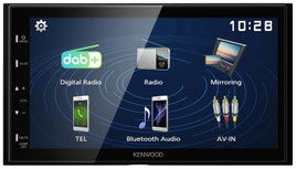 Kenwood DMX129DAB Dupla DIN moniceiver Bluetooth kihangosító, DAB + tuner, Hátrameneti kamera csatla