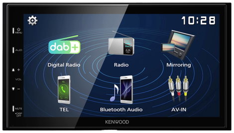 Kenwood DMX129DAB Dupla DIN moniceiver Bluetooth kihangosító, DAB + tuner, Hátrameneti kamera csatla