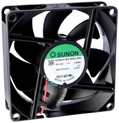 Sunon MF80251V1-1000U-G99 Axiális ventilátor 12 V/DC 69.64 m³/óra (H x Sz x Ma) 20 x 80 x 80 mm