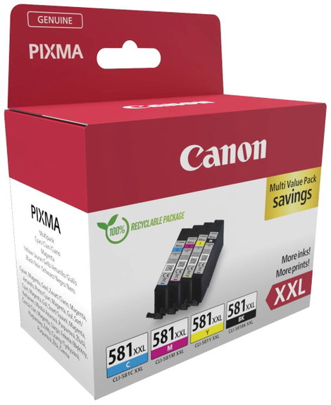 Canon Tinta CLI-581XXL C/M/Y/BK Multi Pack Eredeti Kombinált csomag Fekete, Cián, Bíbor, Sárga 1998C 2. kép