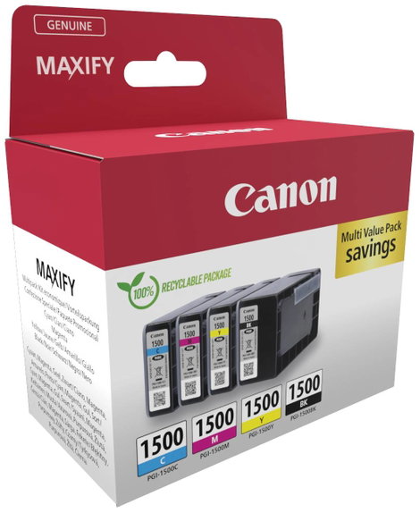 Canon Tinta PGI-1500 Eredeti Kombinált csomag Fekete, Cián, Bíbor, Sárga 9218B006 2. kép
