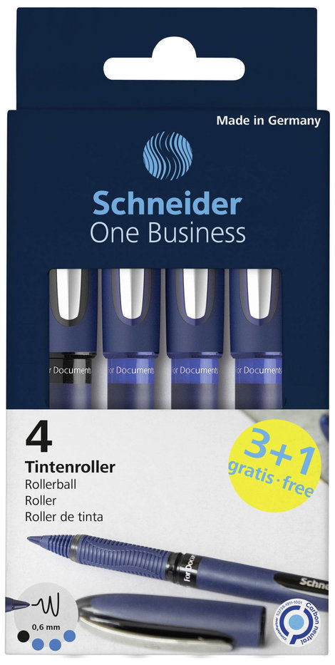Schneider Schreibgeräte Rollertollak One Business 06 0.6 mm Fekete, Kék 183084 4 db 3. kép