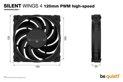BeQuiet SILENT WINGS 4 Számítógépház ventilátor Fekete (Sz x Ma x Mé) 120 x 25 x 120 mm 6. kép