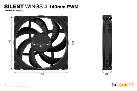 BeQuiet SILENT WINGS 4 Számítógépház ventilátor Fekete (Sz x Ma x Mé) 140 x 25 x 140 mm 6. kép