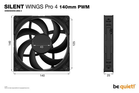 BeQuiet SILENT WINGS PRO 4 Számítógépház ventilátor Fekete (Sz x Ma x Mé) 140 x 25 x 140 mm 7. kép