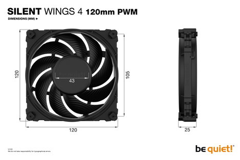 BeQuiet SILENT WINGS 4 Számítógépház ventilátor Fekete (Sz x Ma x Mé) 120 x 25 x 120 mm 6. kép