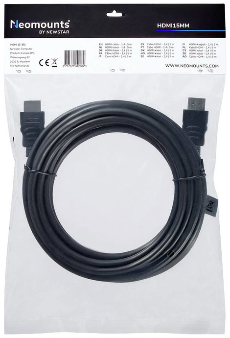 Neomounts HDMI Csatlakozókábel HDMI-A dugó, HDMI-A dugó 5.00 m Fekete HDMI15MM HDMI kábel 4. kép