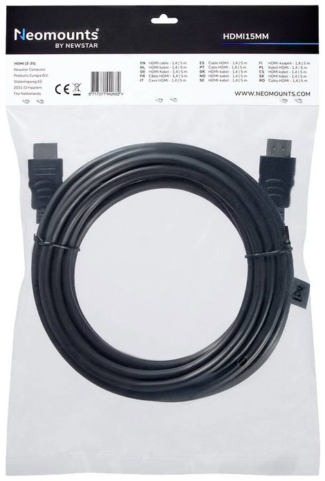 Neomounts HDMI Csatlakozókábel HDMI-A dugó, HDMI-A dugó 5.00 m Fekete HDMI15MM HDMI kábel 5. kép