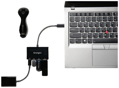 Kensington CH1000 USB-C 4-Port Hub 2+2 port USB 3.0 hub Fekete 3. kép