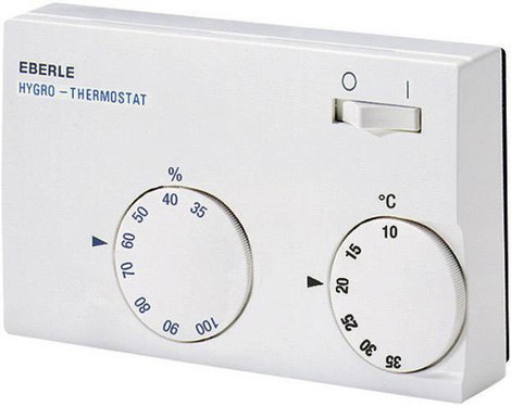 Szobatermosztát, hőmérséklet és páratartalom szabályozóval, 10 - 35 ° C, Eberle HYG-E 7001 119 7901