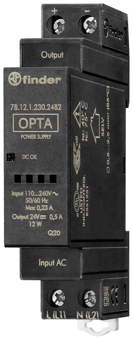 Finder 78.12.1.230.2482 Kalapsínes tápegység 24 V/DC 0.63 A 12 W Tartalom, tartalmi egységek rendelé