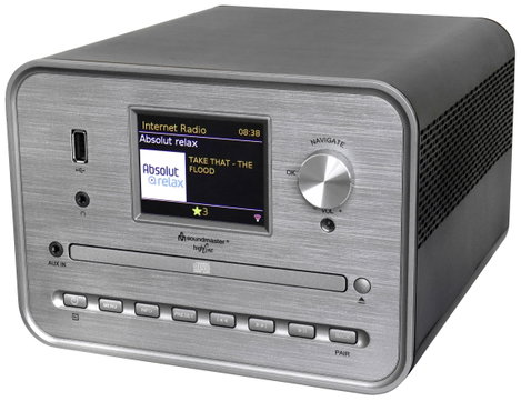 soundmaster ICD1050SW CD lejátszó Ezüst Internetrádió, DAB+, WLAN, USB, Hangfallal