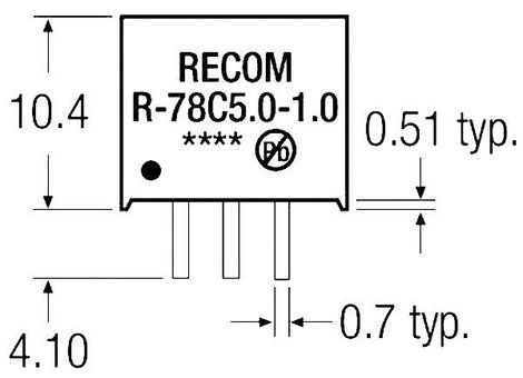 DC/DC átalakító, kimeneti feszültség: 12 V/DC, kimeneti áram: 1 A, SIP 3 kivitel, Recom Internationa 2. kép