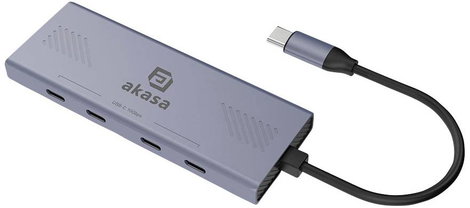Akasa 10Gbps USB Type-C 4 Port Hub 4 port USB-C® (USB 3.1) Multiport hub USB-C dugóval Alumínium (el 2. kép