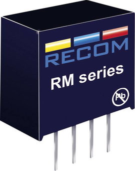 0,25 W-os DC/DC átalakító, be: 3,3 V/DC, ki: 3,3 V/DC, 76 mA, 0,25 W, Recom International RM-3.33.3S