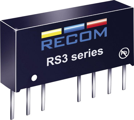 3 W-os DC/DC átalakító, be: 18 - 36 V/DC, ki: 12 V/DC, 250 mA, 3 W, Recom International RS3-2412S