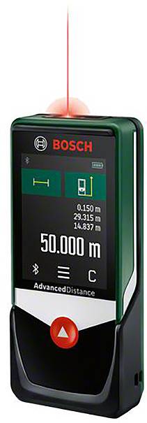Bosch Home and Garden AdvancedDistance 50C Lézeres távolságmérő Bluetooth-os, Érintőkijelző Mérési t