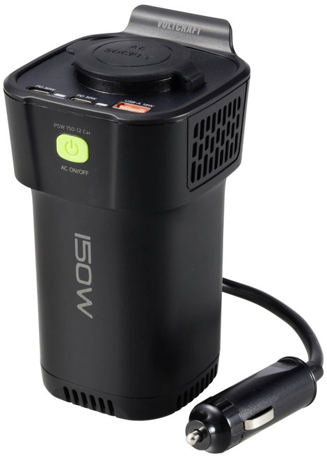 VOLTCRAFT Inverter PSW 150-12 Car - Üdítős doboz forma pohártartóhoz