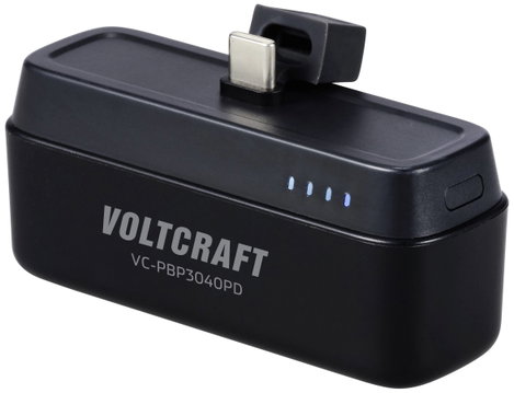 VOLTCRAFT VC-PBP3040PD Powerbank 4500 mAh Power Delivery Lítiumion Fekete (matt) állapotjelző