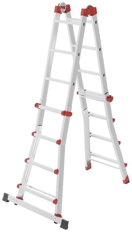 Hailo M80 7516007 Alumínium Többcélú létra Munkamagasság (max.): 4.70 m Ezüst, Piros 12.7 kg