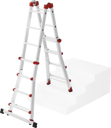 Hailo M80 7516007 Alumínium Többcélú létra Munkamagasság (max.): 4.70 m Ezüst, Piros 12.7 kg 2. kép