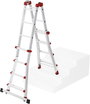 Hailo M80 7516007 Alumínium Többcélú létra Munkamagasság (max.): 4.70 m Ezüst, Piros 12.7 kg 2. bélyegkép