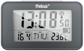 Mebus 51460 Rádiójel vezérlésű Ébresztőóra Antracit Riasztási idők 2