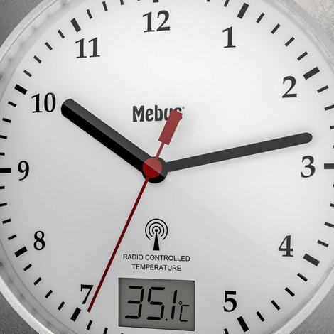 Mebus 41124 Rádiójel vezérlésű Falióra 17 cm x 6 cm Ezüst Alkalmas fürdőszobába/nedves helyiségbe 4. kép