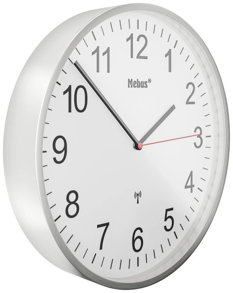 Mebus 19411 Rádiójel vezérlésű Falióra 30 cm Ezüst 2. kép