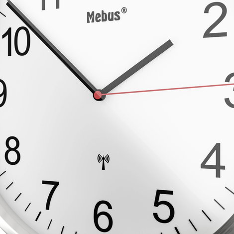 Mebus 19411 Rádiójel vezérlésű Falióra 30 cm Ezüst 4. kép