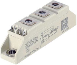 Tirisztor/dióda modul, SEMIPACK® 1, I(T) 27 A, U(DRM) 1200 V, SEMIPACK® Semikron SKKT27/12E
