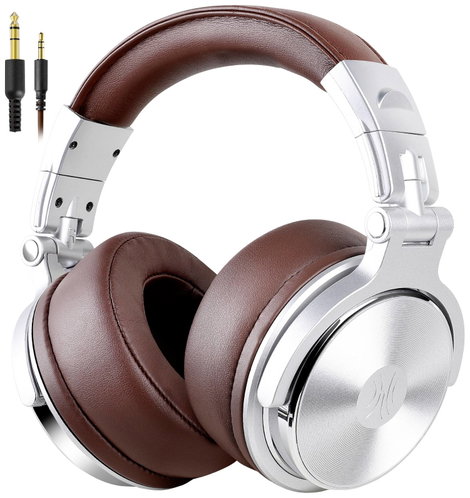 OneOdio Pro-40 DJ Over Ear fejhallgató Vezetékes Stereo Ezüst, Barna High-Resolution audio Összehajt